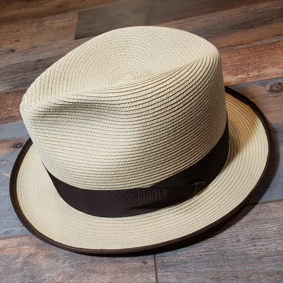 Stetson Woven Hemp Hat Collectable White/Tan Size 57 / 7  1/8 - Picture 9 of 10